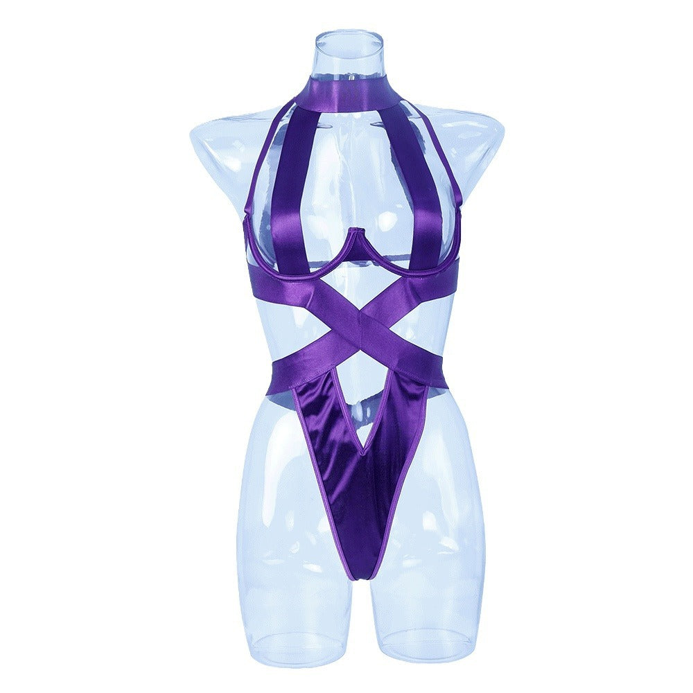 Combinaison sexy pour femme avec corde et col