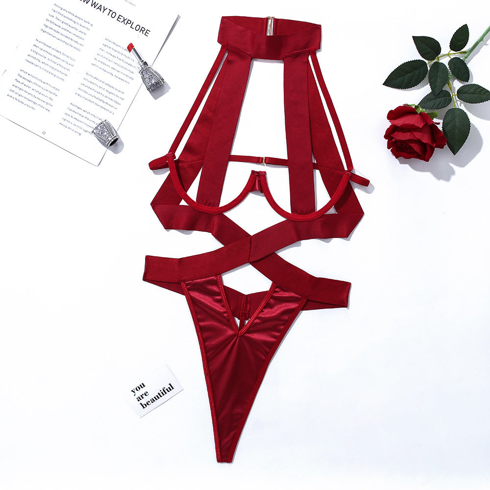 Combinaison sexy pour femme avec corde et col
