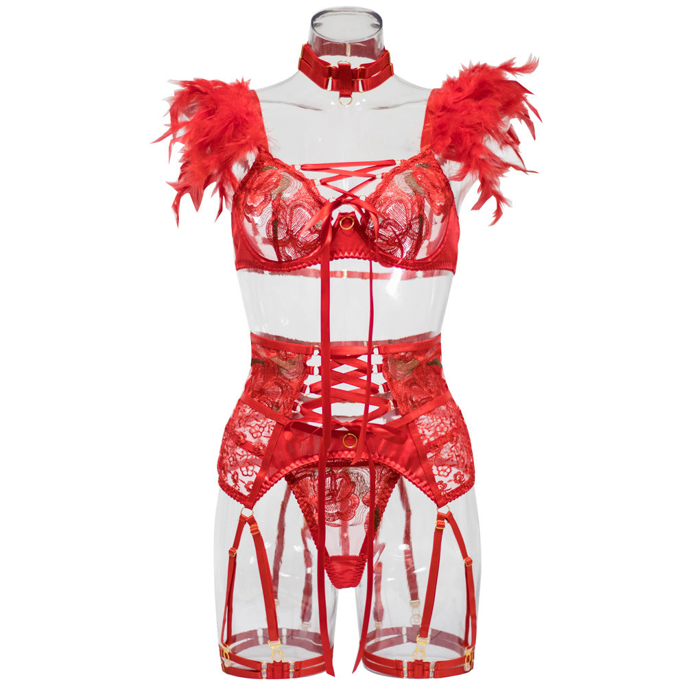 Ensemble de lingerie sexy en dentelle rouge