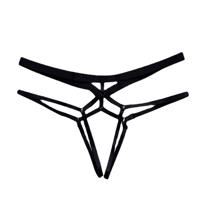 Culotte sexy ouverte transparente à lacets